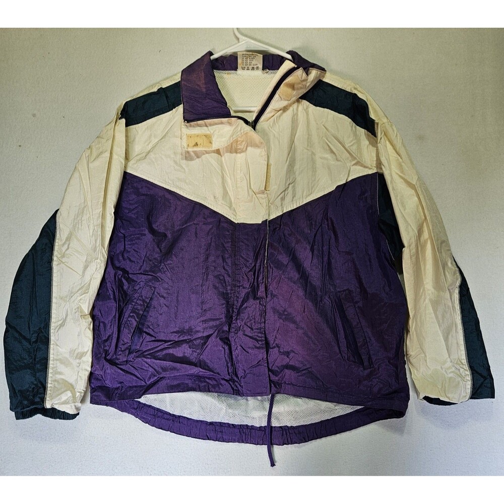 Road Runner Jacket Mens XLarge White Purple Windbreaker Nylon Y2K 2000s Zip XL